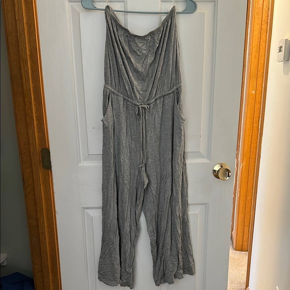 Cherish Gray Strapless Jumpsuit with Sweetheart Neckline
